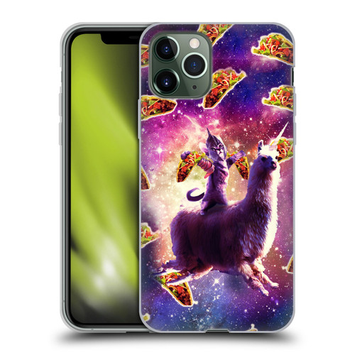 Random Galaxy Space Llama Warrior Cat & Tacos Soft Gel Case for Apple iPhone 11 Pro