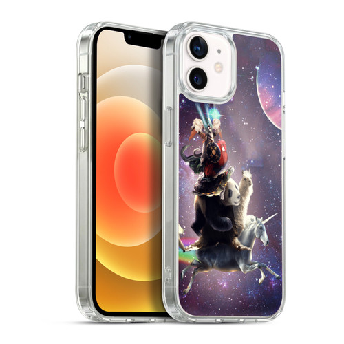 Random Galaxy Space Llama Unicorn Space Ride Soft Gel Case for Apple iPhone 12 / iPhone 12 Pro & MagSafe