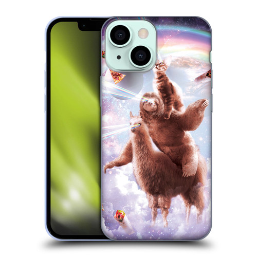 Random Galaxy Space Llama Sloth & Cat Lazer Eyes Soft Gel Case for Apple iPhone 13 Mini