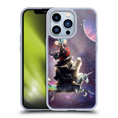 Random Galaxy Space Llama Unicorn Space Ride Soft Gel Case for Apple iPhone 13 Pro