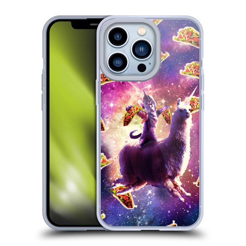 Random Galaxy Space Llama Warrior Cat & Tacos Soft Gel Case for Apple iPhone 13 Pro