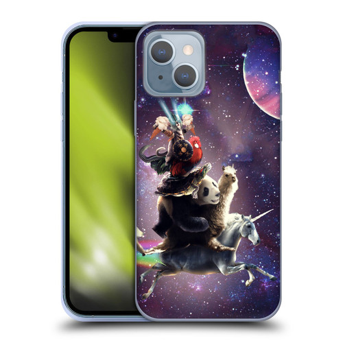Random Galaxy Space Llama Unicorn Space Ride Soft Gel Case for Apple iPhone 14