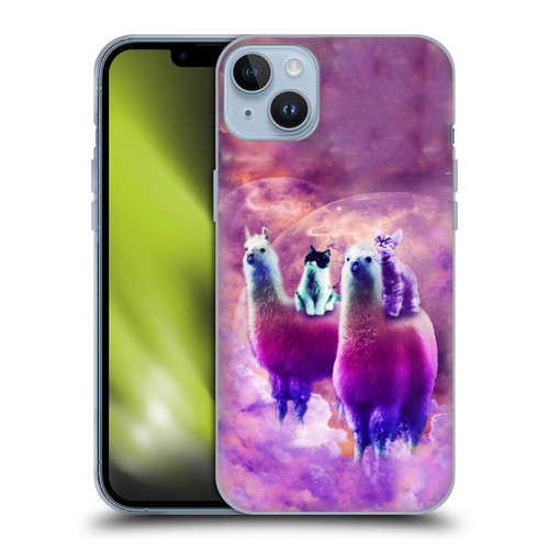 Random Galaxy Space Llama Kitty & Cat Soft Gel Case for Apple iPhone 14 Plus