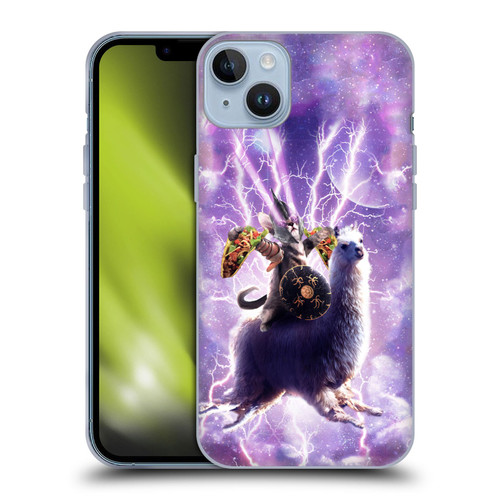 Random Galaxy Space Llama Lazer Cat & Tacos Soft Gel Case for Apple iPhone 14 Plus