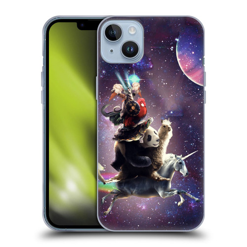 Random Galaxy Space Llama Unicorn Space Ride Soft Gel Case for Apple iPhone 14 Plus