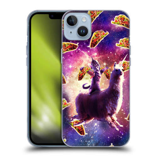 Random Galaxy Space Llama Warrior Cat & Tacos Soft Gel Case for Apple iPhone 14 Plus