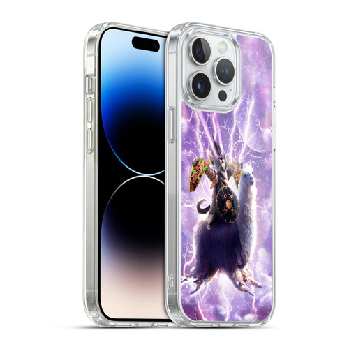 Random Galaxy Space Llama Lazer Cat & Tacos Soft Gel Case for Apple iPhone 14 Pro Max & MagSafe