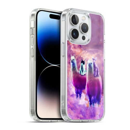 Random Galaxy Space Llama Kitty & Cat Soft Gel Case for Apple iPhone 14 Pro & MagSafe