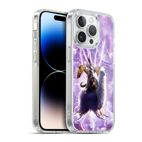 Random Galaxy Space Llama Lazer Cat & Tacos Soft Gel Case for Apple iPhone 14 Pro & MagSafe