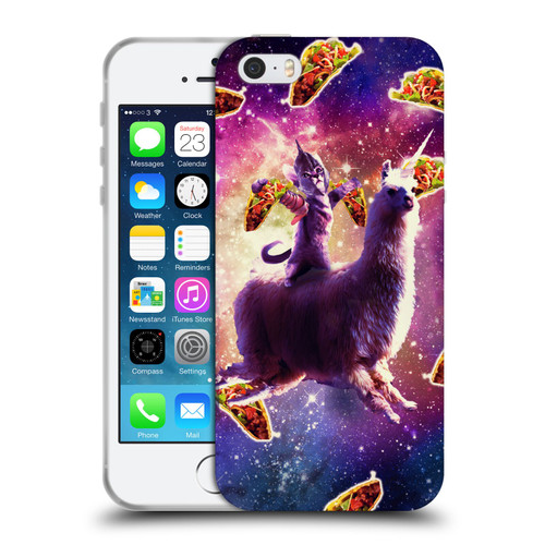 Random Galaxy Space Llama Warrior Cat & Tacos Soft Gel Case for Apple iPhone 5 / 5s / iPhone SE 2016