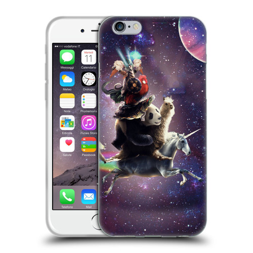 Random Galaxy Space Llama Unicorn Space Ride Soft Gel Case for Apple iPhone 6 / iPhone 6s