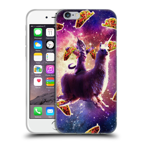 Random Galaxy Space Llama Warrior Cat & Tacos Soft Gel Case for Apple iPhone 6 / iPhone 6s