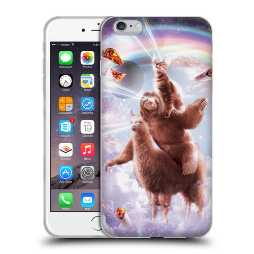 Random Galaxy Space Llama Sloth & Cat Lazer Eyes Soft Gel Case for Apple iPhone 6 Plus / iPhone 6s Plus
