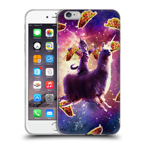 Random Galaxy Space Llama Warrior Cat & Tacos Soft Gel Case for Apple iPhone 6 Plus / iPhone 6s Plus