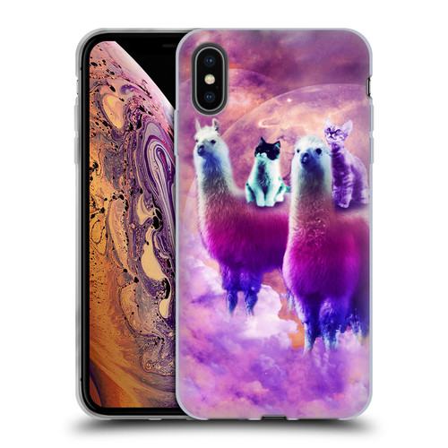 Random Galaxy Space Llama Kitty & Cat Soft Gel Case for Apple iPhone XS Max