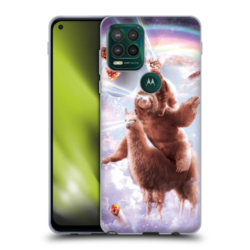 Random Galaxy Space Llama Sloth & Cat Lazer Eyes Soft Gel Case for Motorola Moto G Stylus 5G 2021