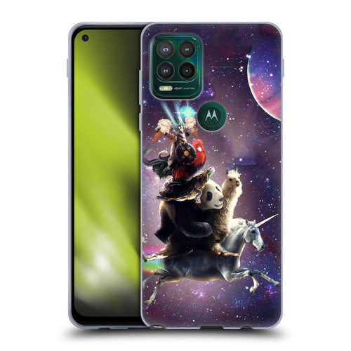 Random Galaxy Space Llama Unicorn Space Ride Soft Gel Case for Motorola Moto G Stylus 5G 2021
