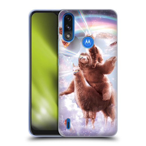 Random Galaxy Space Llama Sloth & Cat Lazer Eyes Soft Gel Case for Motorola Moto E7 Power / Moto E7i Power