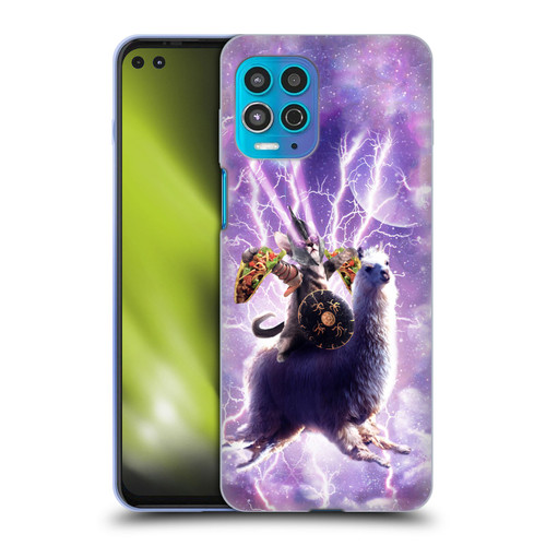 Random Galaxy Space Llama Lazer Cat & Tacos Soft Gel Case for Motorola Moto G100