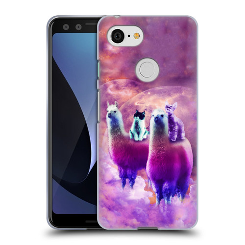 Random Galaxy Space Llama Kitty & Cat Soft Gel Case for Google Pixel 3