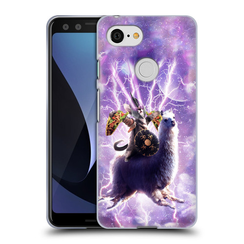 Random Galaxy Space Llama Lazer Cat & Tacos Soft Gel Case for Google Pixel 3