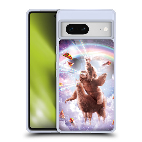 Random Galaxy Space Llama Sloth & Cat Lazer Eyes Soft Gel Case for Google Pixel 7