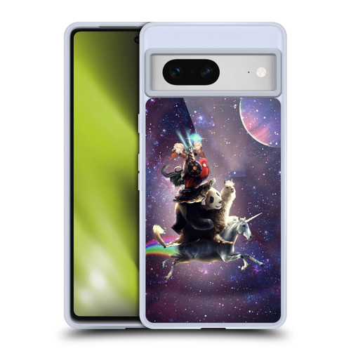 Random Galaxy Space Llama Unicorn Space Ride Soft Gel Case for Google Pixel 7