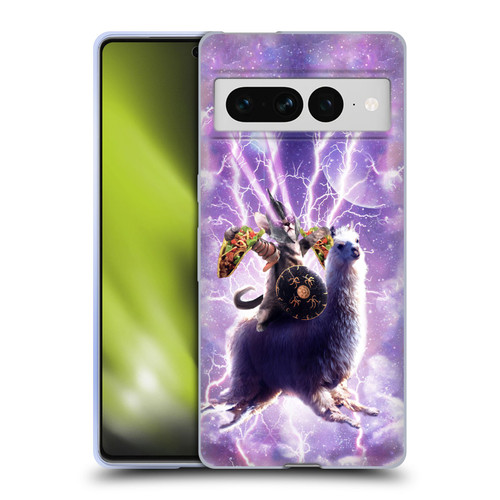 Random Galaxy Space Llama Lazer Cat & Tacos Soft Gel Case for Google Pixel 7 Pro