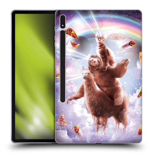 Random Galaxy Space Llama Sloth & Cat Lazer Eyes Soft Gel Case for Samsung Galaxy Tab S8 Plus