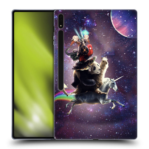 Random Galaxy Space Llama Unicorn Space Ride Soft Gel Case for Samsung Galaxy Tab S8 Ultra