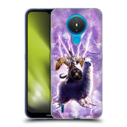 Random Galaxy Space Llama Lazer Cat & Tacos Soft Gel Case for Nokia 1.4