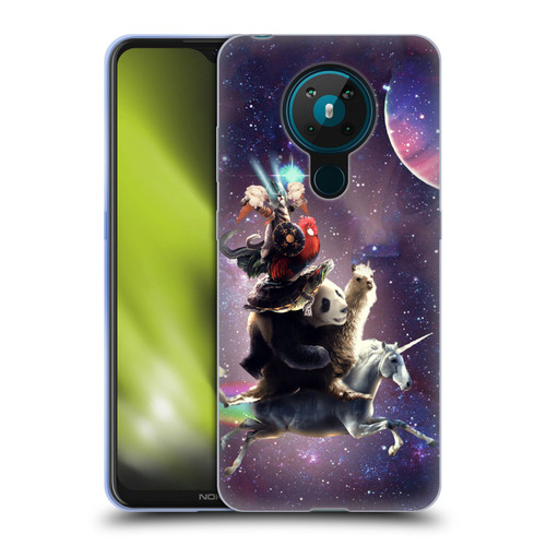 Random Galaxy Space Llama Unicorn Space Ride Soft Gel Case for Nokia 5.3