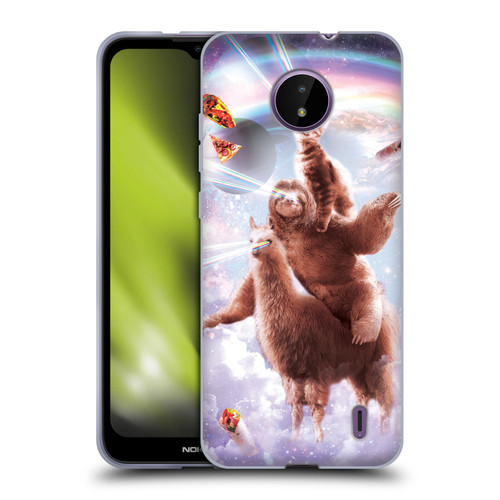 Random Galaxy Space Llama Sloth & Cat Lazer Eyes Soft Gel Case for Nokia C10 / C20
