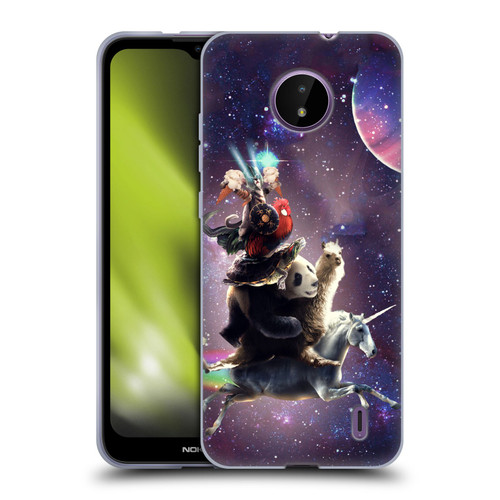 Random Galaxy Space Llama Unicorn Space Ride Soft Gel Case for Nokia C10 / C20