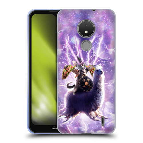 Random Galaxy Space Llama Lazer Cat & Tacos Soft Gel Case for Nokia C21