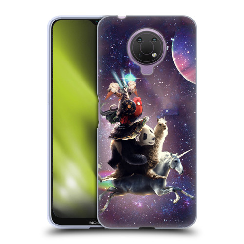 Random Galaxy Space Llama Unicorn Space Ride Soft Gel Case for Nokia G10