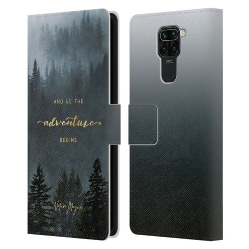 Nature Magick So The Adventure Begins Quote Trees Leather Book Wallet Case Cover For Xiaomi Redmi Note 9 / Redmi 10X 4G