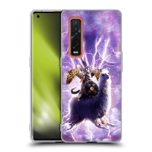 Random Galaxy Space Llama Lazer Cat & Tacos Soft Gel Case for OPPO Find X2 Pro 5G