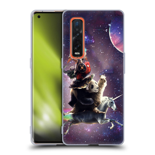 Random Galaxy Space Llama Unicorn Space Ride Soft Gel Case for OPPO Find X2 Pro 5G