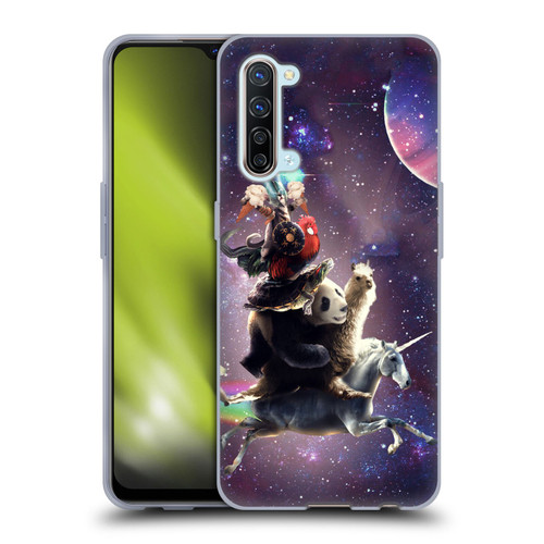 Random Galaxy Space Llama Unicorn Space Ride Soft Gel Case for OPPO Find X2 Lite 5G