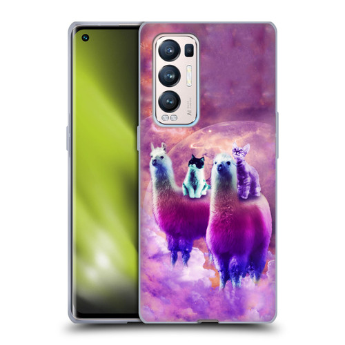 Random Galaxy Space Llama Kitty & Cat Soft Gel Case for OPPO Find X3 Neo / Reno5 Pro+ 5G