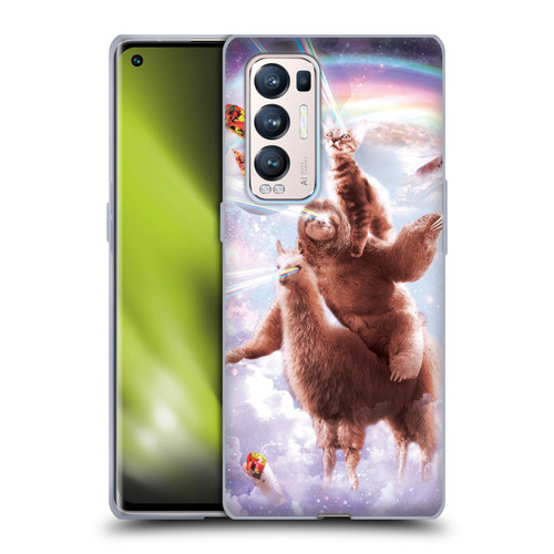 Random Galaxy Space Llama Sloth & Cat Lazer Eyes Soft Gel Case for OPPO Find X3 Neo / Reno5 Pro+ 5G