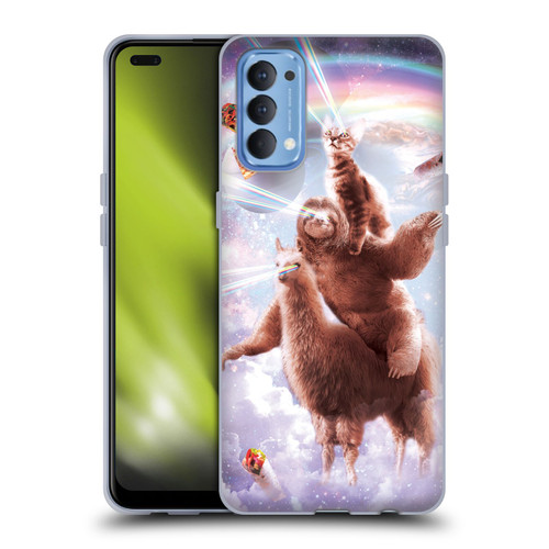 Random Galaxy Space Llama Sloth & Cat Lazer Eyes Soft Gel Case for OPPO Reno 4 5G