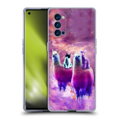 Random Galaxy Space Llama Kitty & Cat Soft Gel Case for OPPO Reno 4 Pro 5G