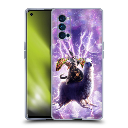 Random Galaxy Space Llama Lazer Cat & Tacos Soft Gel Case for OPPO Reno 4 Pro 5G