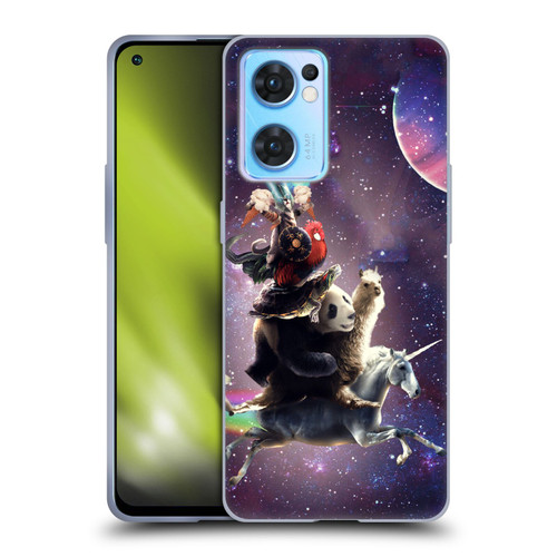 Random Galaxy Space Llama Unicorn Space Ride Soft Gel Case for OPPO Reno7 5G / Find X5 Lite