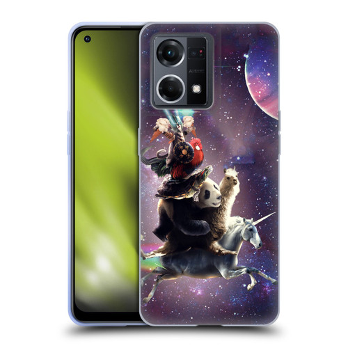 Random Galaxy Space Llama Unicorn Space Ride Soft Gel Case for OPPO Reno8 4G