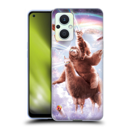 Random Galaxy Space Llama Sloth & Cat Lazer Eyes Soft Gel Case for OPPO Reno8 Lite