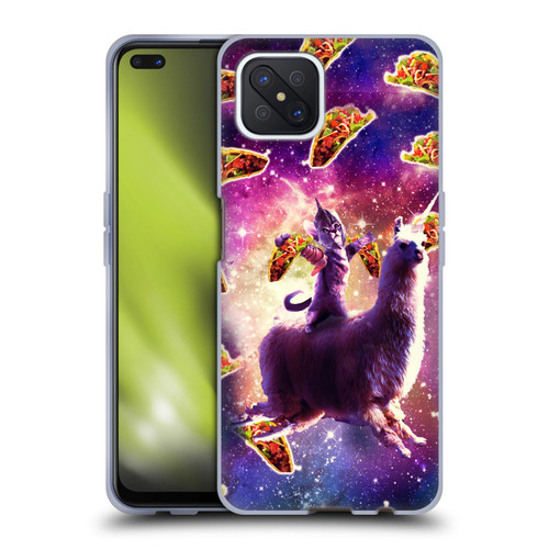 Random Galaxy Space Llama Warrior Cat & Tacos Soft Gel Case for OPPO Reno4 Z 5G