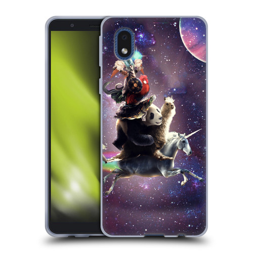 Random Galaxy Space Llama Unicorn Space Ride Soft Gel Case for Samsung Galaxy A01 Core (2020)